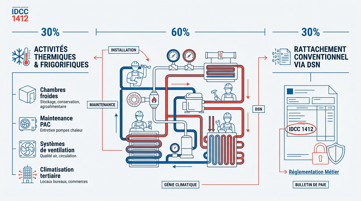 Infographie récapitulative des points clés de la convention collective frigoriste IDCC 1412